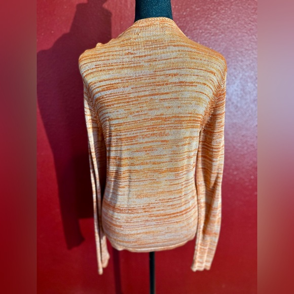 Dana Buchman Orange Cream Striped Knitted Cardigan, Size M - Picture 2 of 8